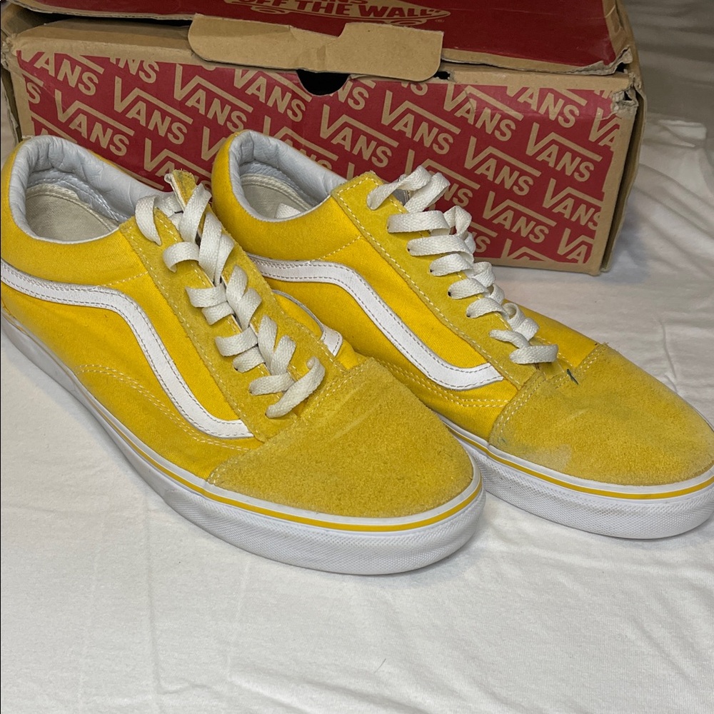 Vans Bold Yellow and White Lace-Up Sneakers